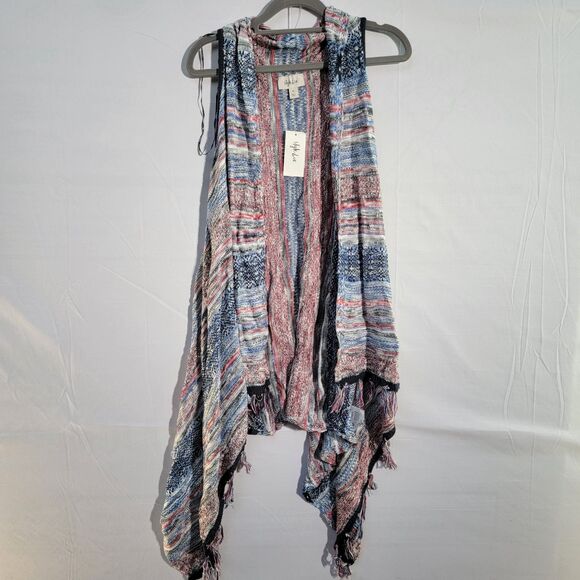 NWT Style & Co Multicolor 100% Acrylic Vest Sleeveless Knitted Fringe-Trim Sz XL - Picture 2 of 8